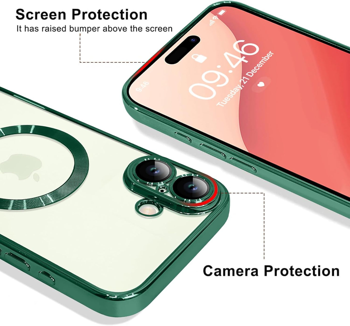 Magnetic Case for iPhone 16 Pro Soft TPU Anti-Scratch Shockproof Protective Slim Clear Case - Black