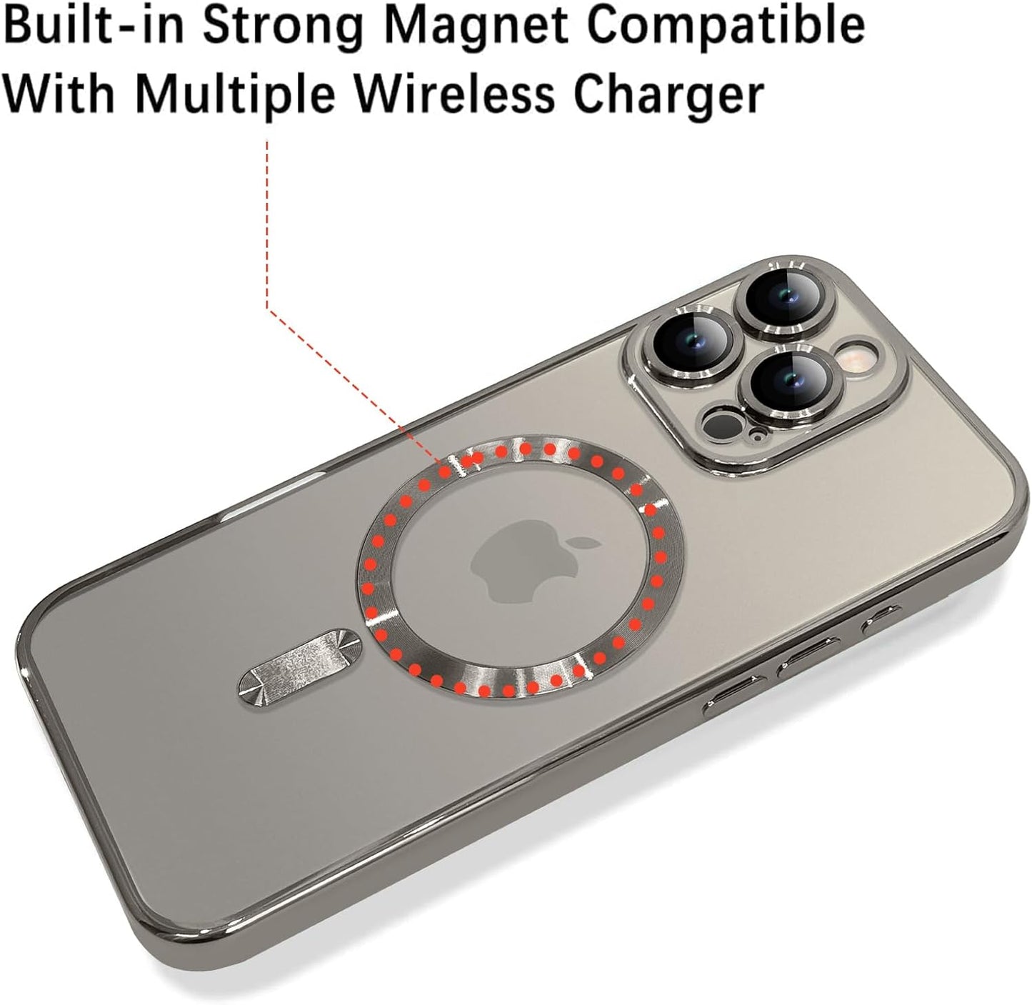 Magnetic Case for iPhone 16 Pro Soft TPU Anti-Scratch Shockproof Protective Slim Clear Case - Black
