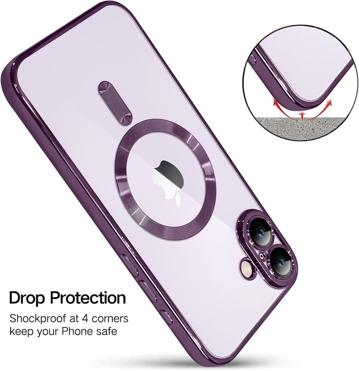 Magnetic Case for iPhone 16 Pro Soft TPU Anti-Scratch Shockproof Protective Slim Clear Case - Black