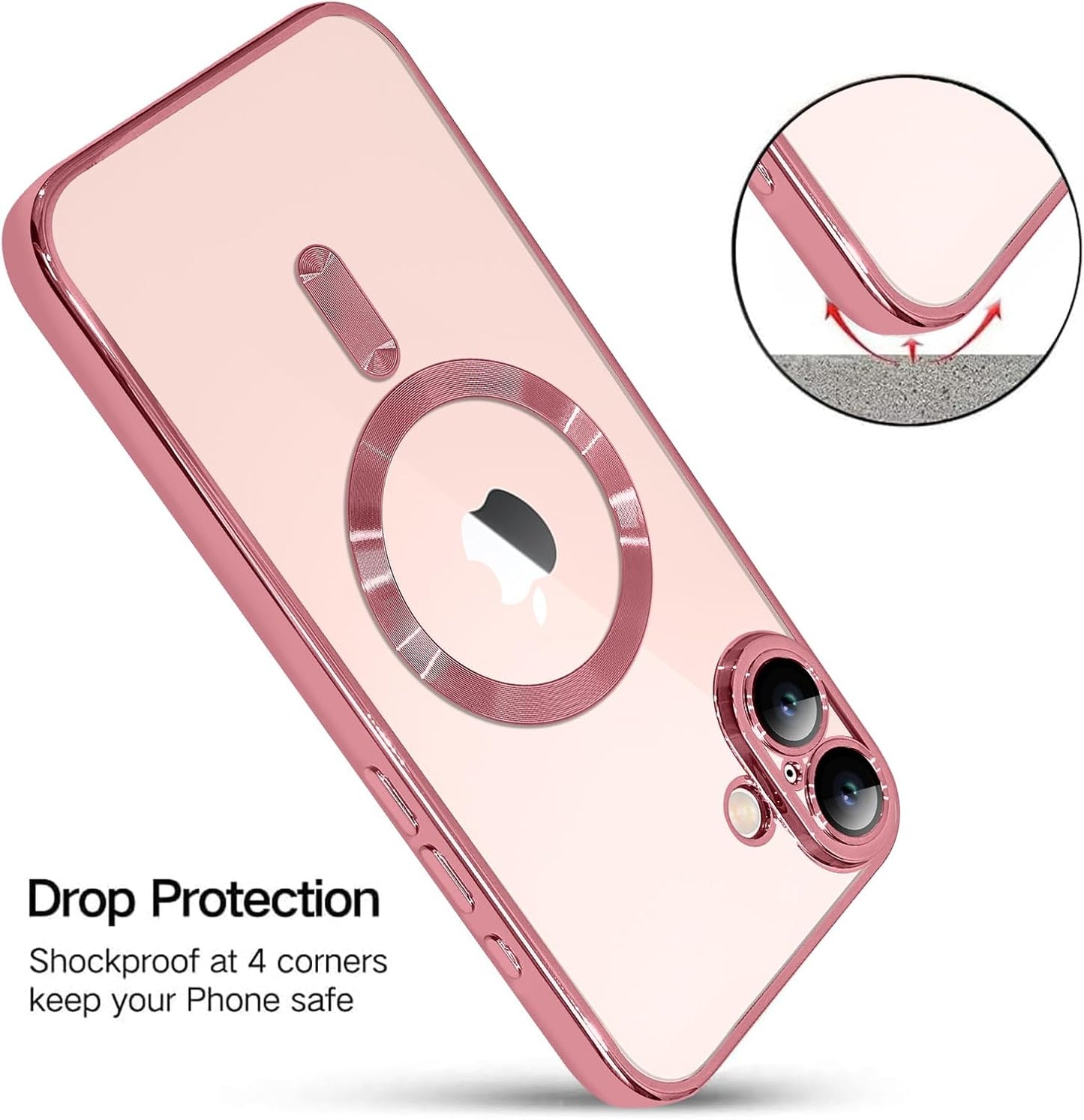 Magnetic Case for iPhone 16 Pro Soft TPU Anti-Scratch Shockproof Protective Slim Clear Case - Black
