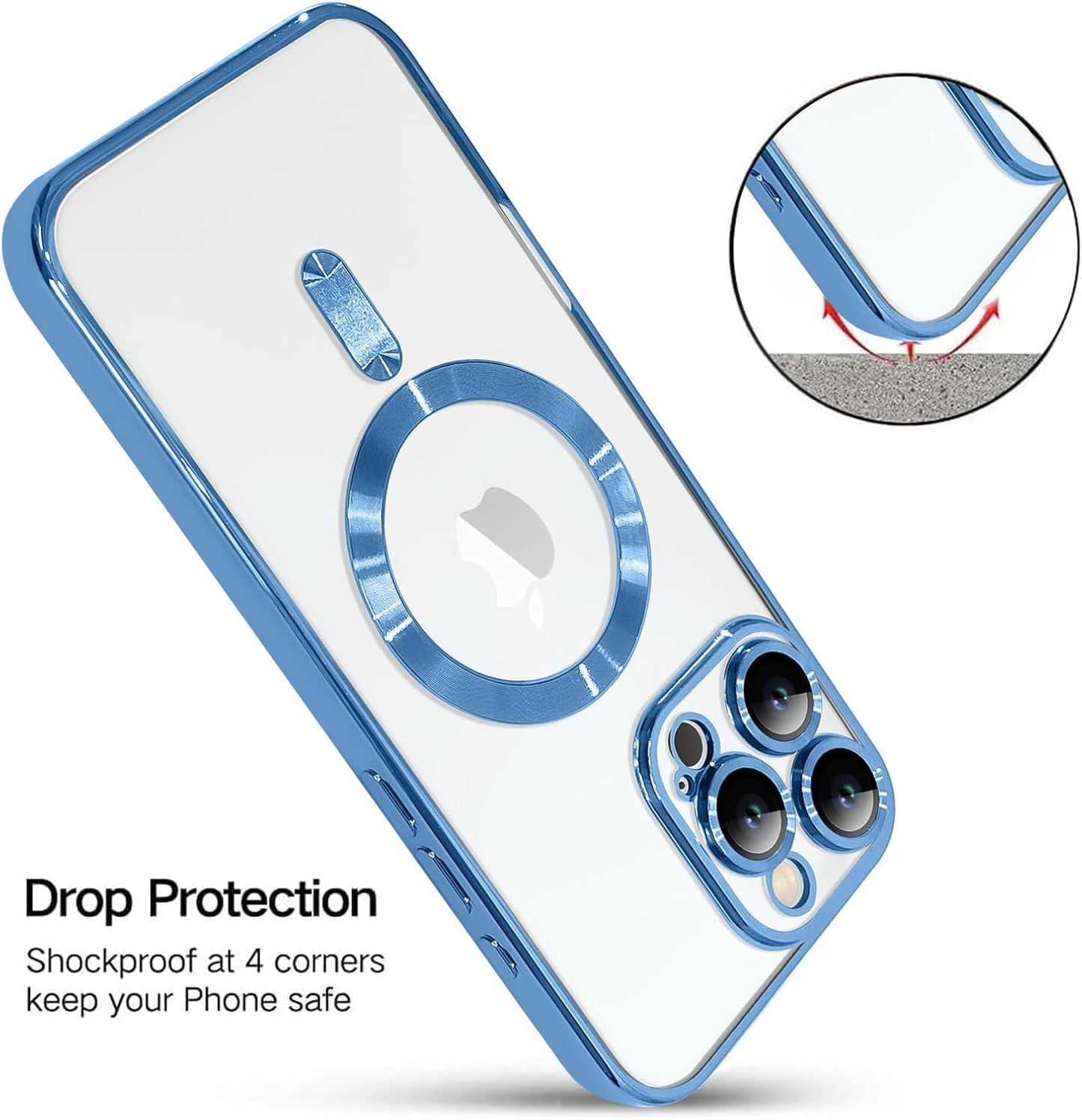 Magnetic Case for iPhone 16 Pro Soft TPU Anti-Scratch Shockproof Protective Slim Clear Case - Black