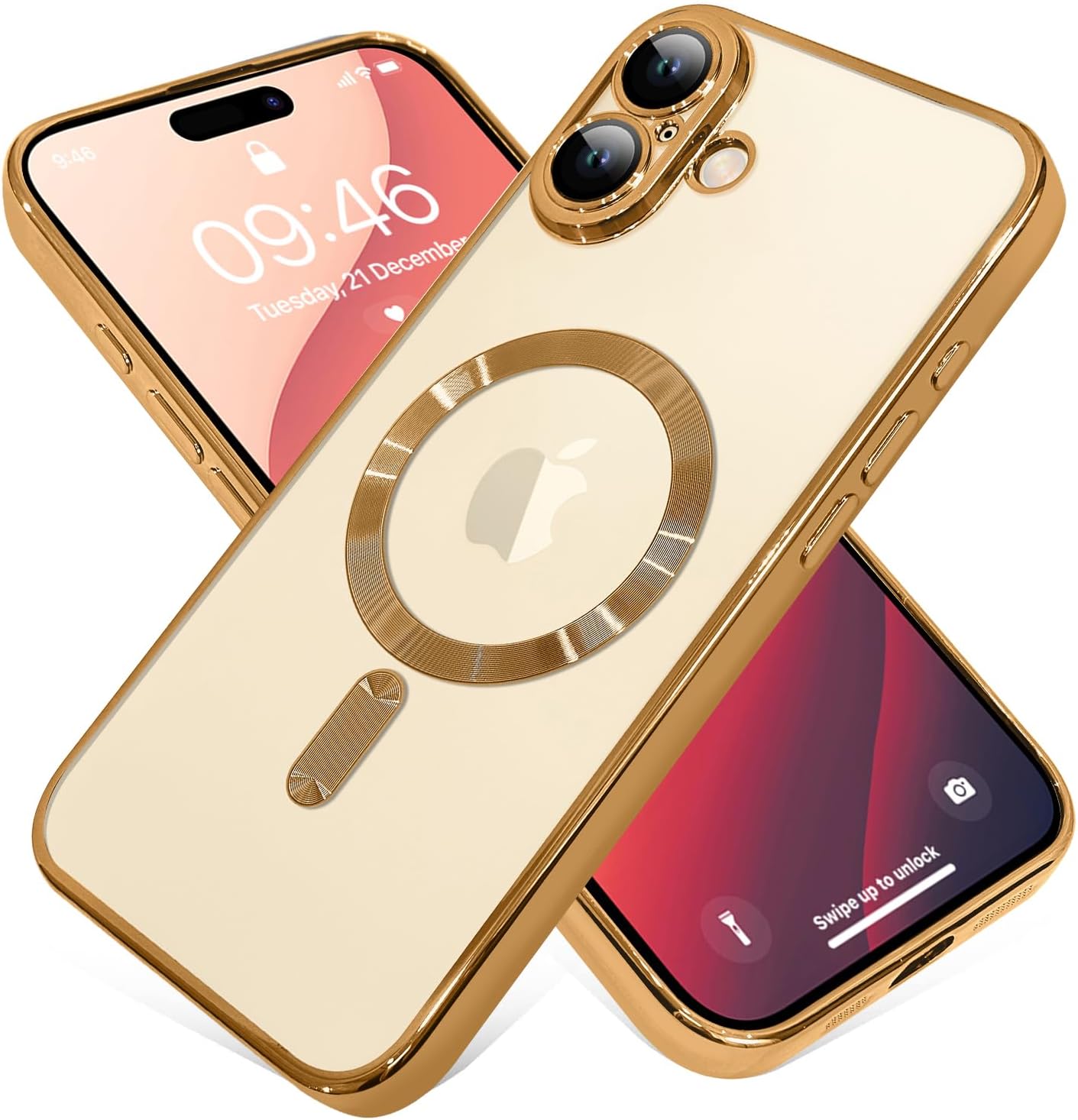 Magnetic Case for iPhone 16 Pro Soft TPU Anti-Scratch Shockproof Protective Slim Clear Case - Black
