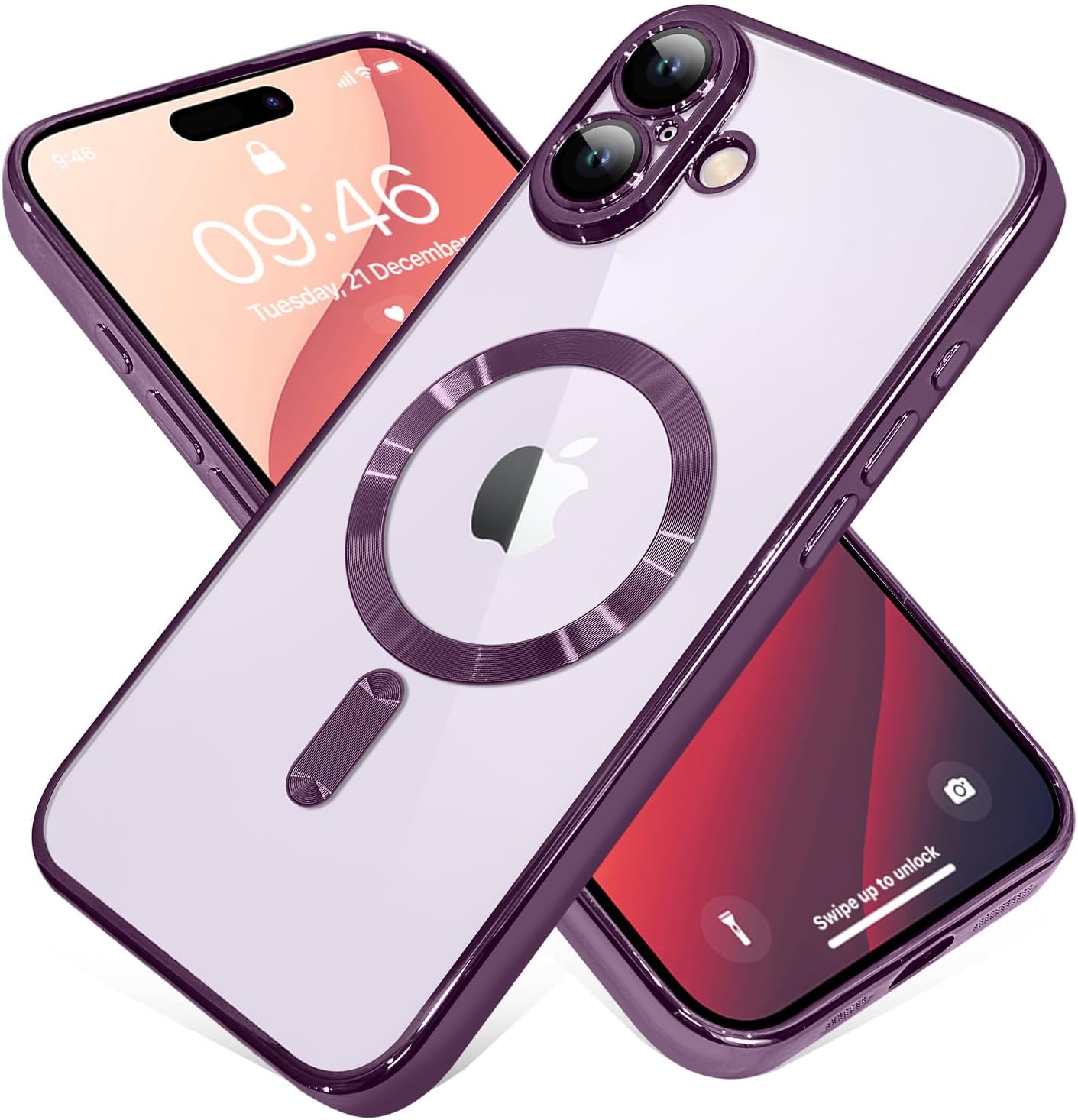 Magnetic Case for iPhone 16 Pro Soft TPU Anti-Scratch Shockproof Protective Slim Clear Case - Black