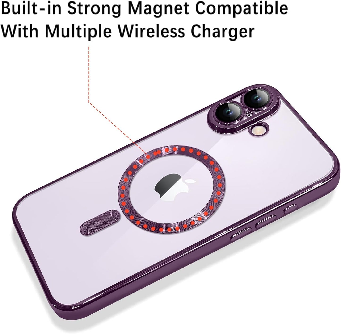 Magnetic Case for iPhone 16 Pro Soft TPU Anti-Scratch Shockproof Protective Slim Clear Case - Black