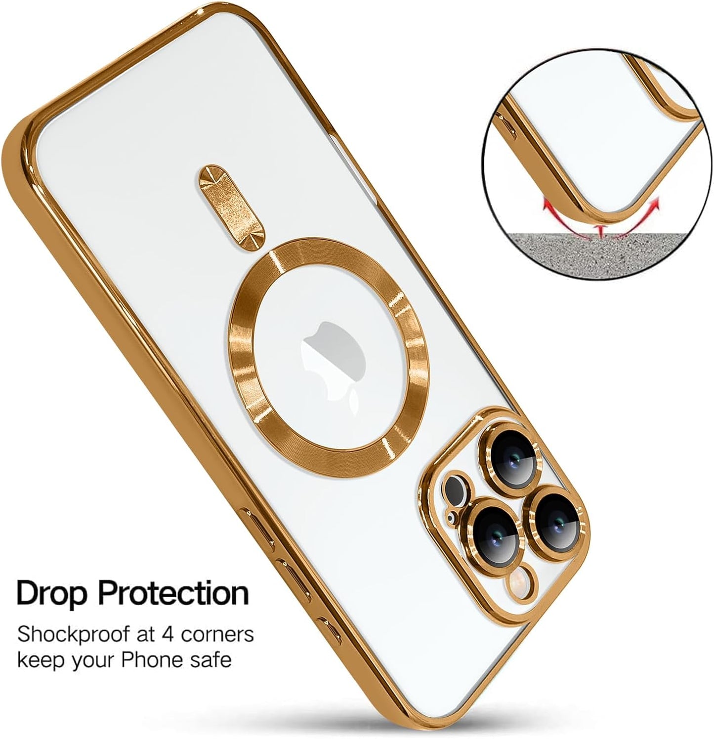 Magnetic Case for iPhone 16 Pro Soft TPU Anti-Scratch Shockproof Protective Slim Clear Case - Black