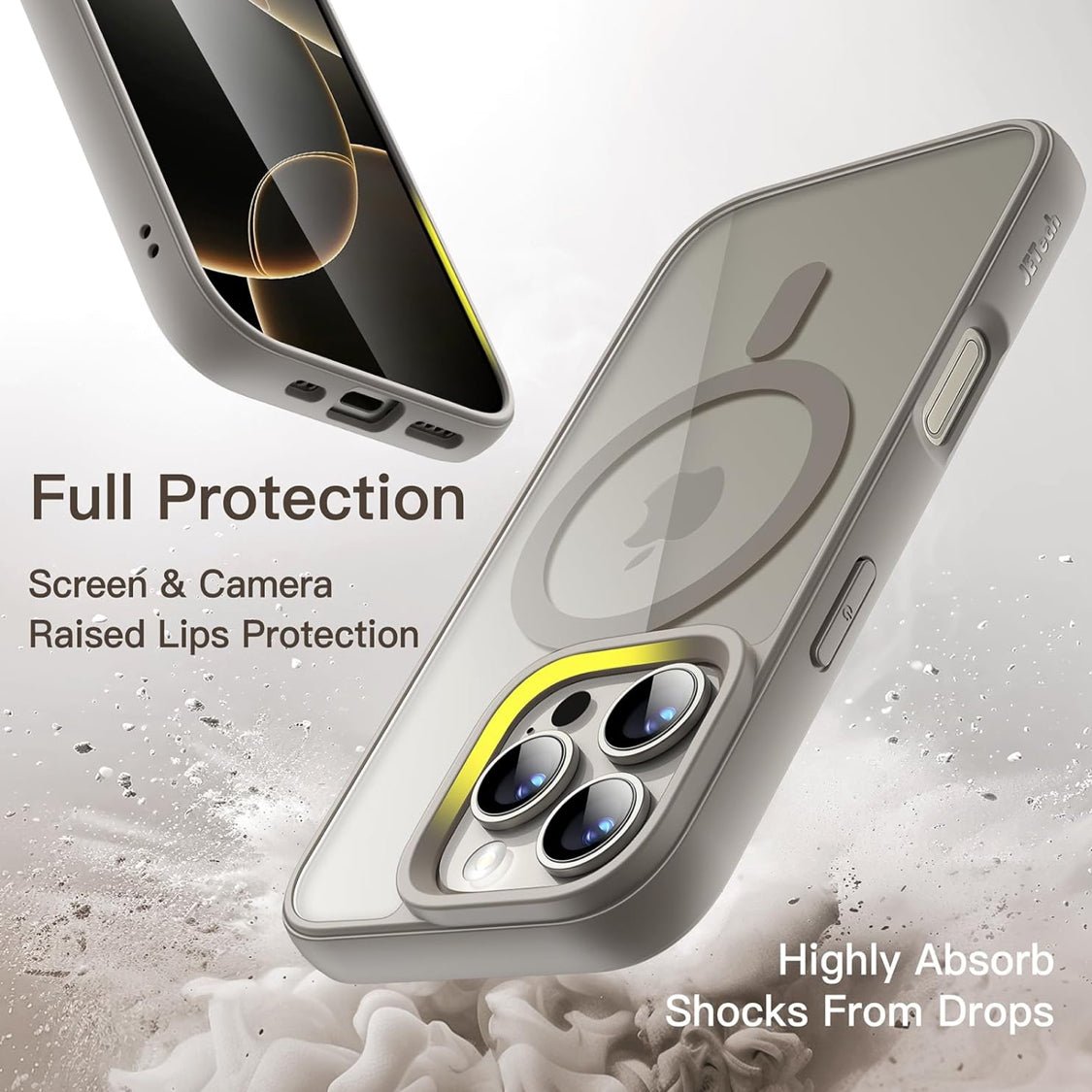 Magnetic MagSafe Case for iPhone 16 Pro Max Shockproof Phone Bumper Cover (Gray)
