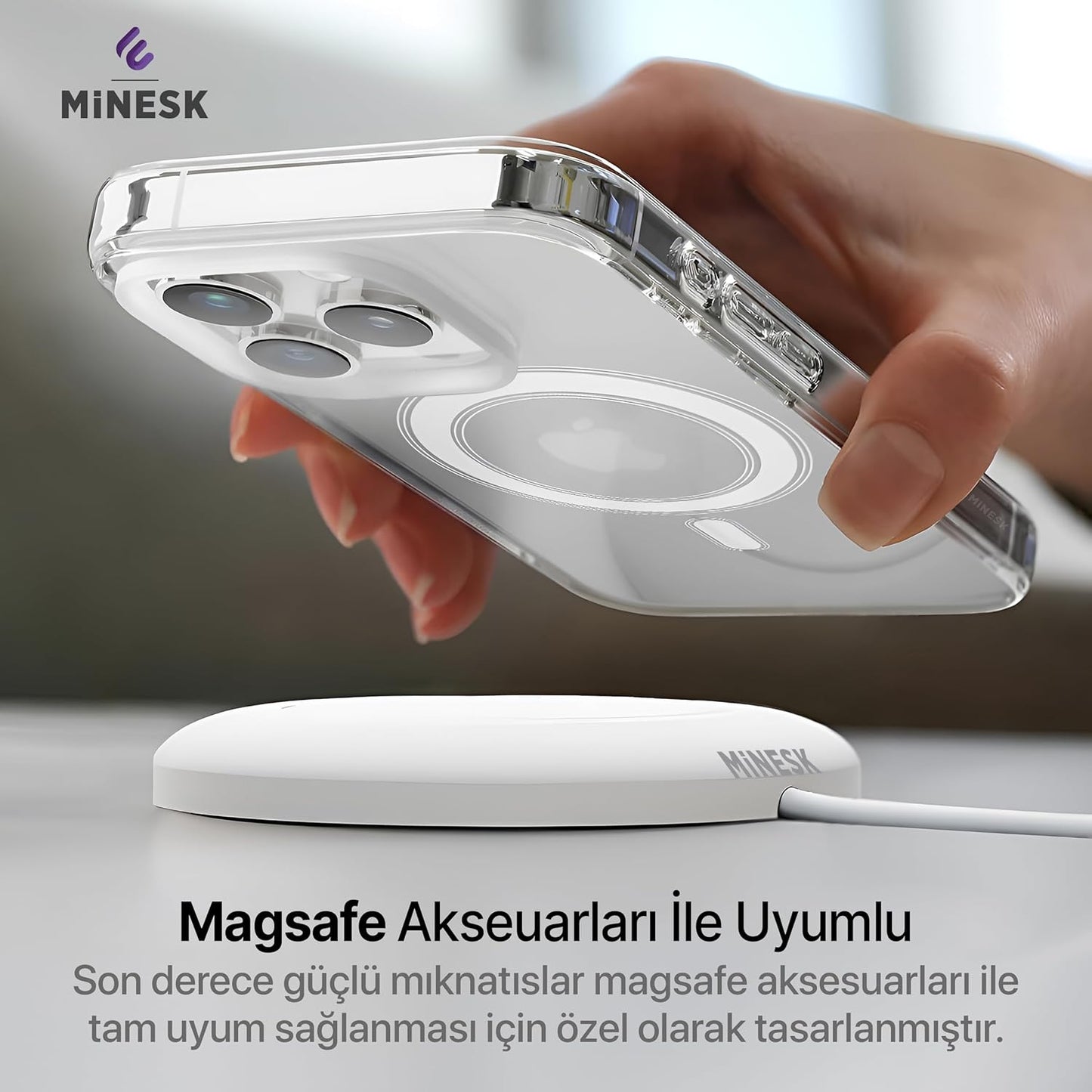 Minesk Clear Case Compatible with Magsafe for iPhone Crystal Clear Material Polycarbonate Back - Mobnizer.com