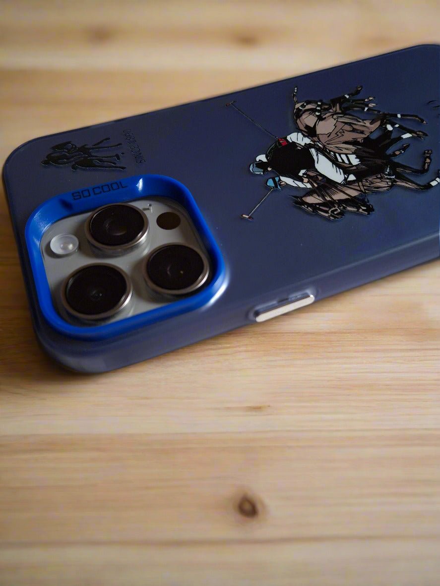 Polo Ralph Lauren 1890 Horses Solid Durable iPhone 14 Pro Max case Blue