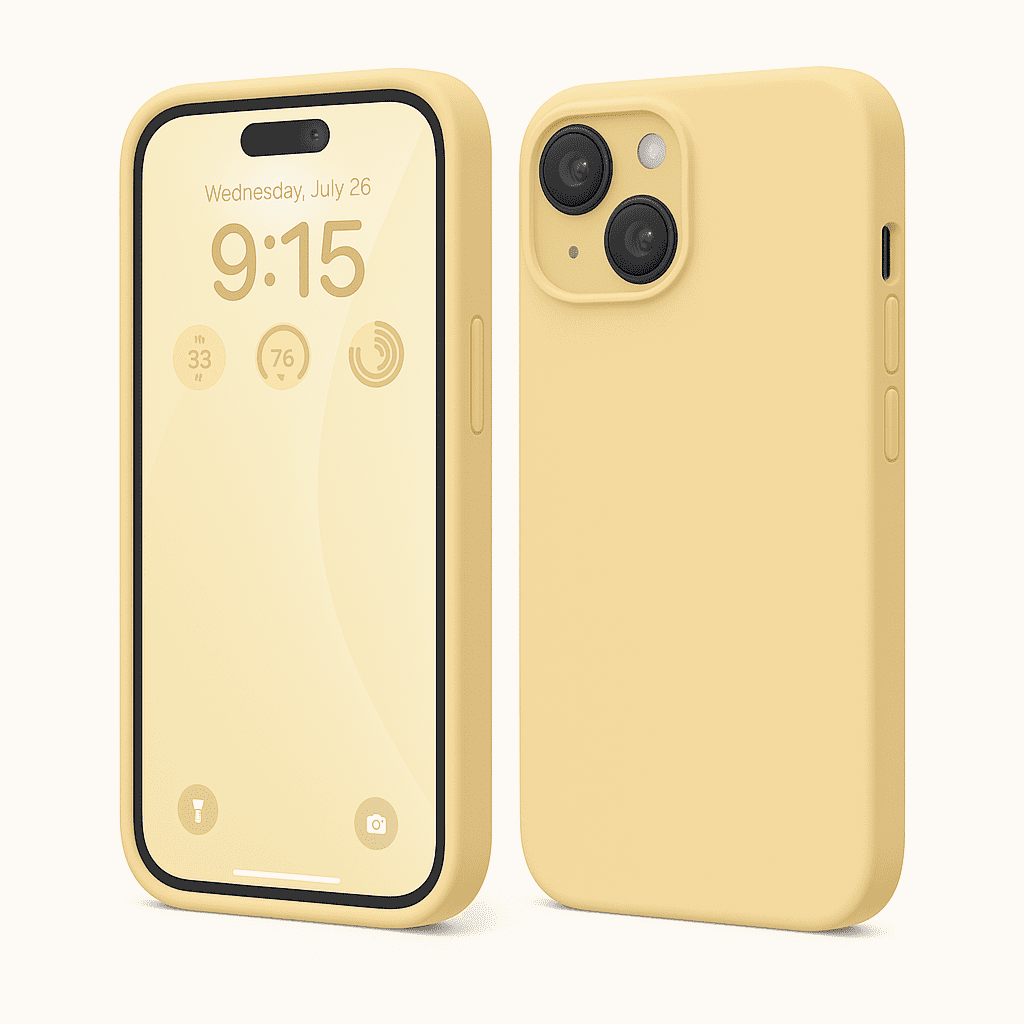 Silicone Case Silky Soft Finish Cover For iPhone 15 Sand Yellow