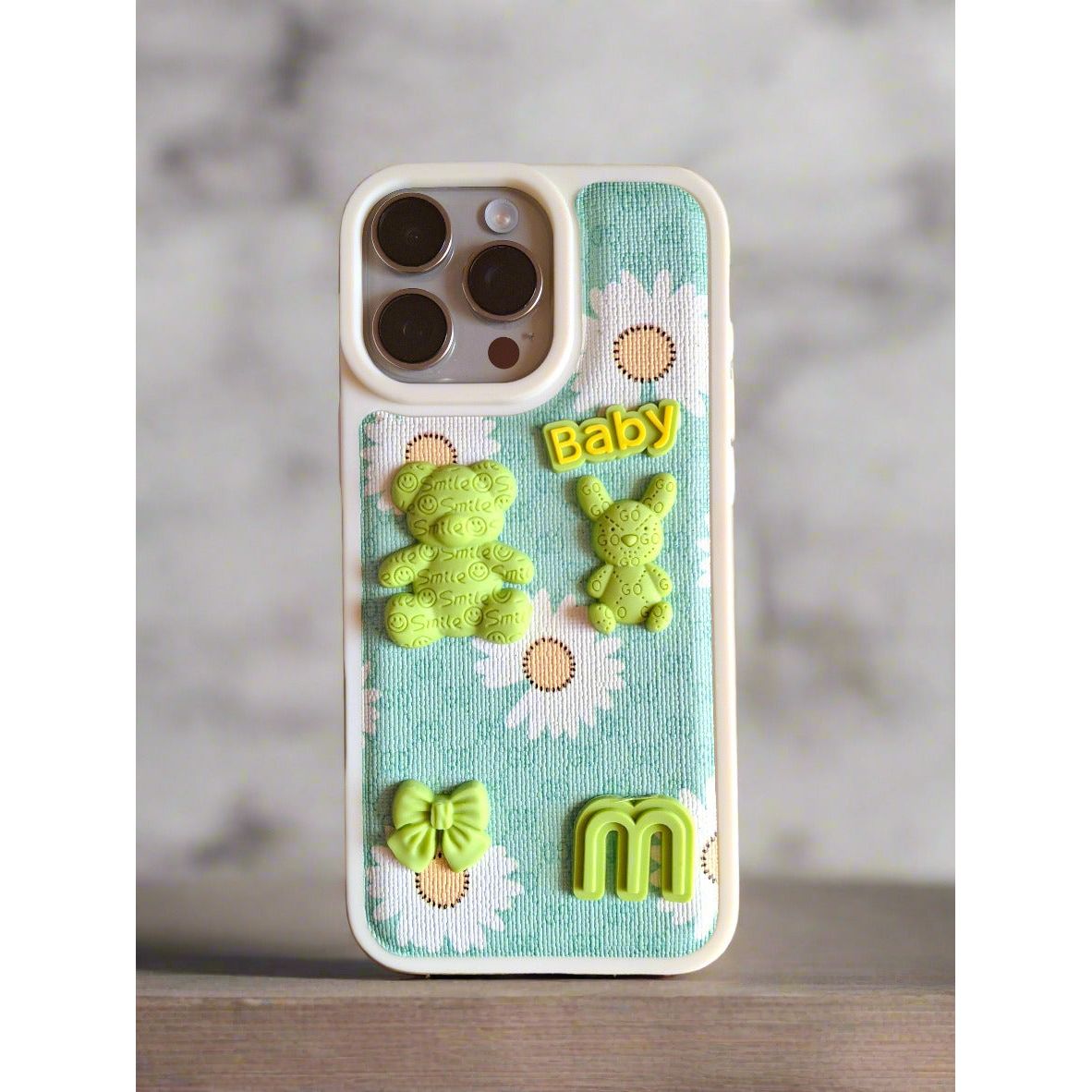 Baby Bear TPU Printed Case for iPhone 16 Pro Max Pink Green