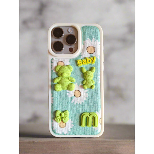Baby Bear TPU Printed Case for iPhone 16 Pro Max Pink Green