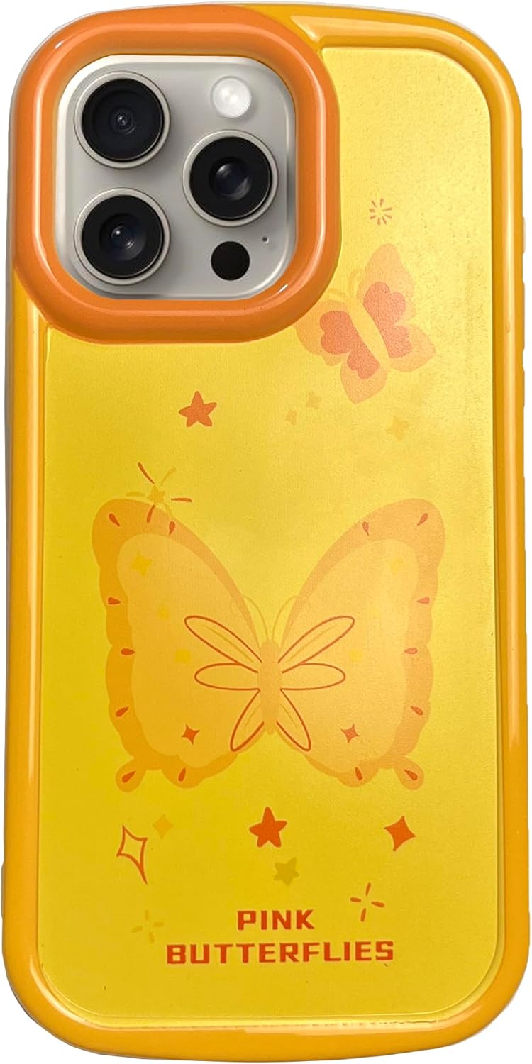 Back Cover Bumper TPU Case Compatiable with Iphone 14 Pro Max Case [Drop Protection, Non - Slip Airbag Design] Printed Case, Soft TPU Shockproof (Yellow) - Mobnizer.com
