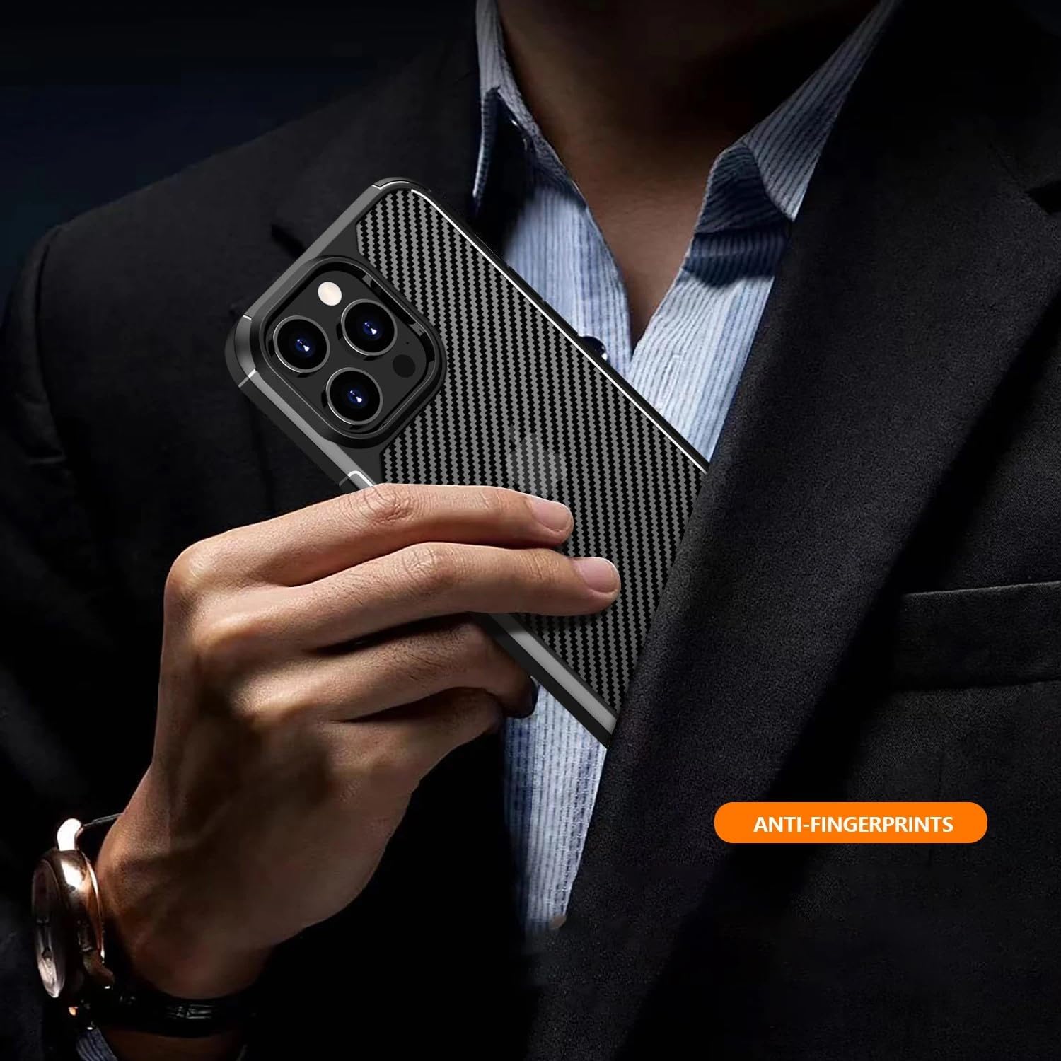 Berlia Carbon Fiber Back Cover iPhone 15 Pro Max Proof Military Grade