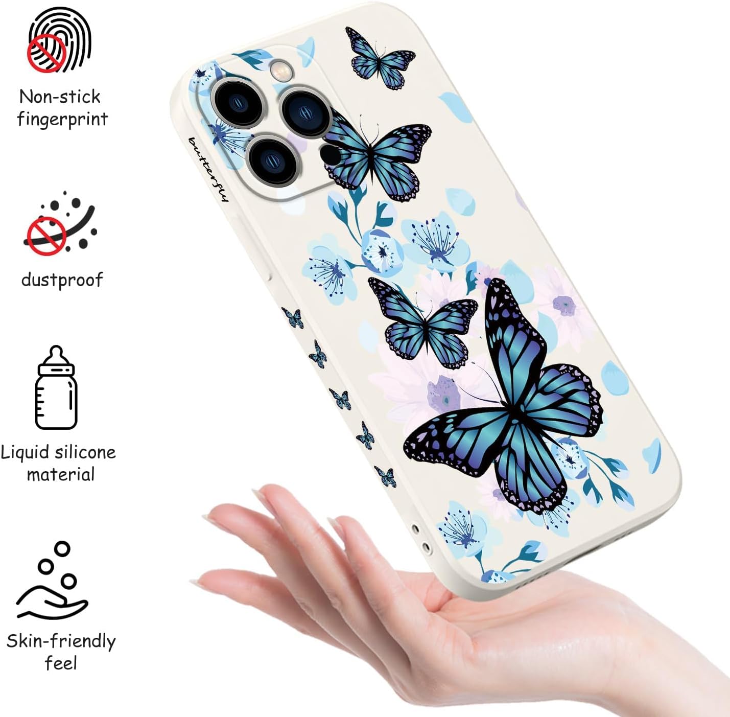 Butterfly for iPhone Case Scratch Resistant Soft Slim Fit Floral for iPhone cover - Mobnizer.com