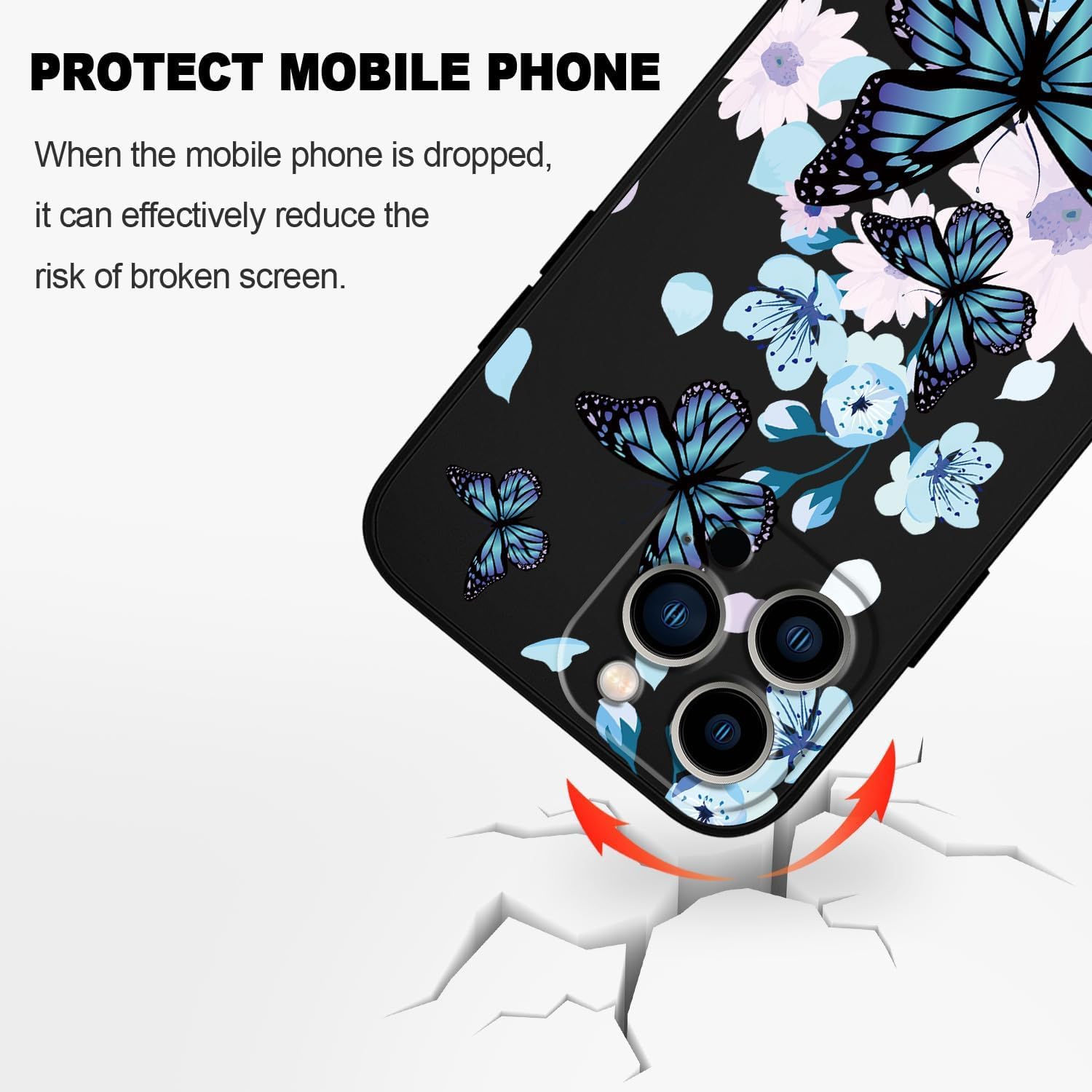 Butterfly for iPhone Case Scratch Resistant Soft Slim Fit Floral for iPhone cover - Mobnizer.com