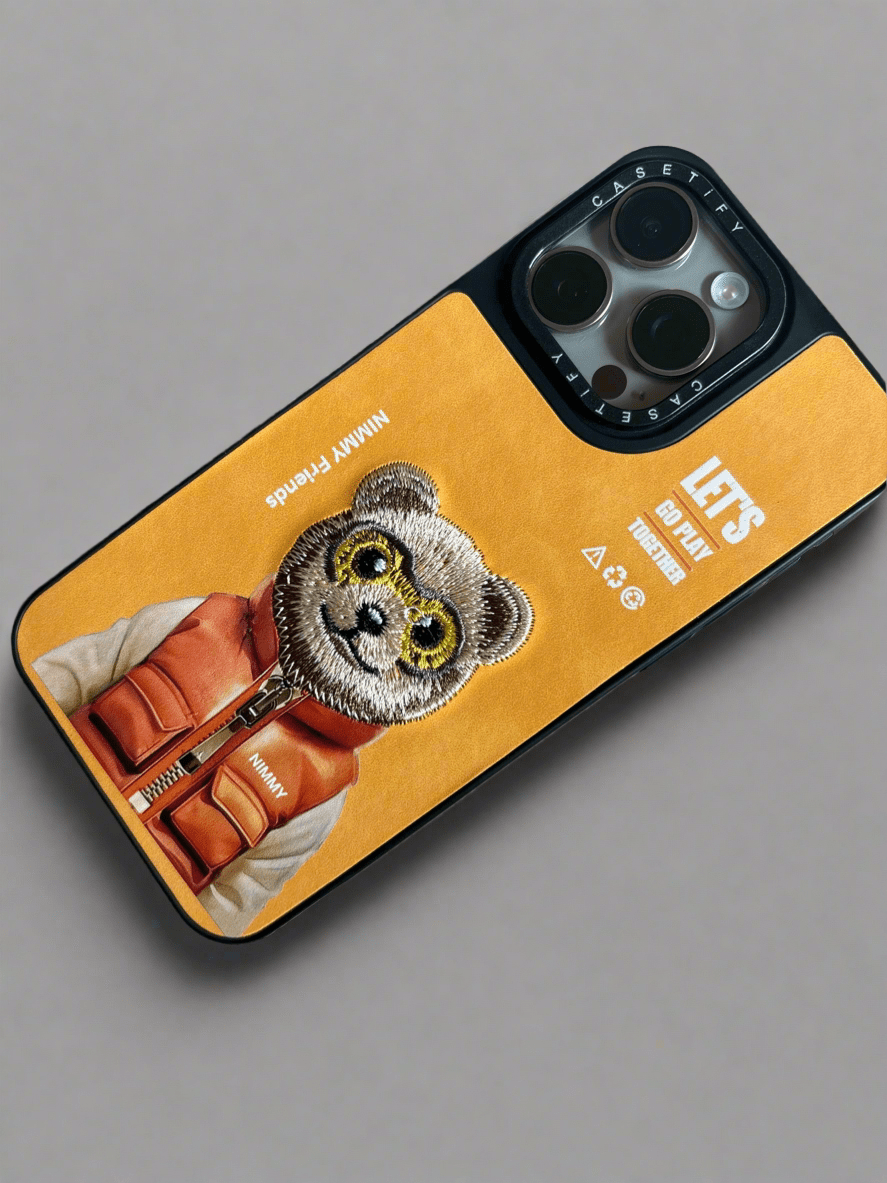 Casetify Nimmy Friends Orange Bear 3D embroidered iPhone case
