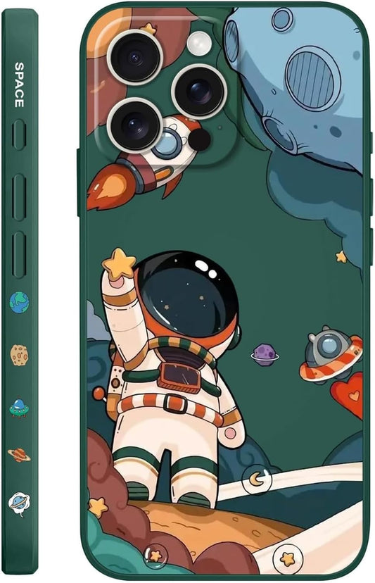 Cute Astronaut Design Phone Cover Soft Microfiber Lining Slim Liquid Silicone Case for iPhone - Astronaut - Mobnizer.com