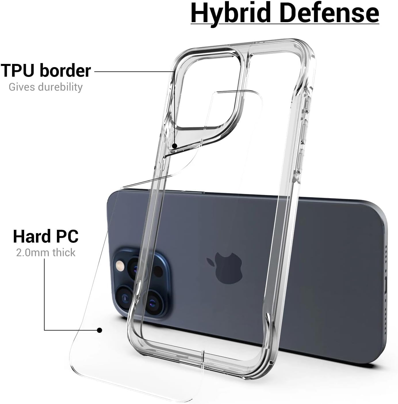 Gear 4 iPhone 15+ Plus/iPhone 14 Plus 6.7-Inch Case Transparent, Heavy Duty Durable 3-Layer [Not Yellowing][Military Grade Drop Protection] Shockproof/DropProof Protective Cover - Clear