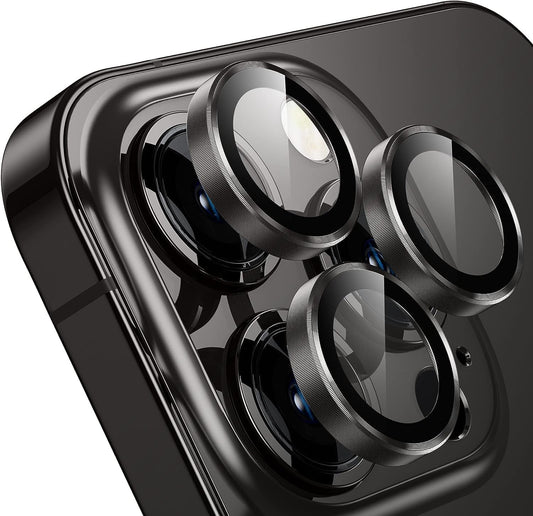 Glass camera protector with scratch - resistant metal frame 9 hardness for iPhone 14/13/12/11 - 3 pieces - Mobnizer.com