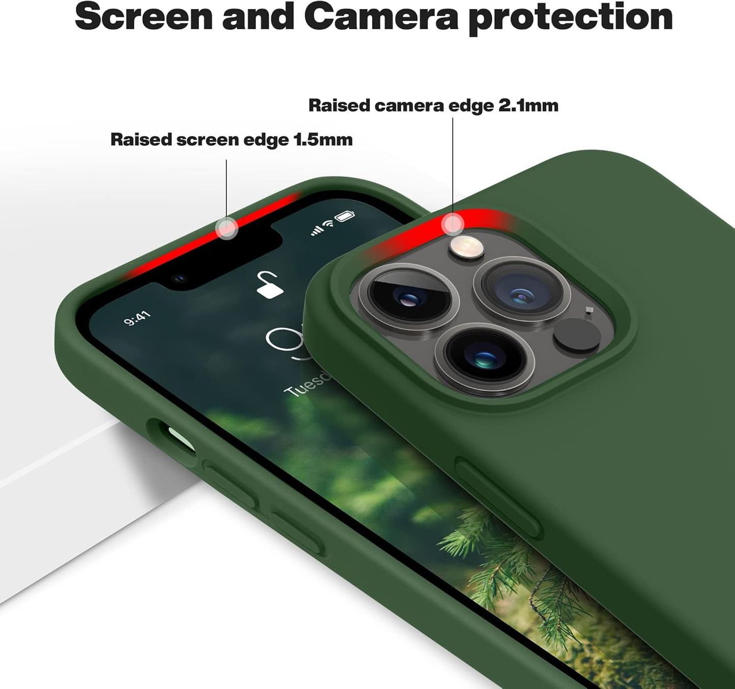 iPhone 14 Pro (6.1 Inch) Case, Liquid Silicone Case, Full Body Protective Cover, Shockproof, Slim Phone Case, Anti - Scratch Soft Microfiber Lining - Mobnizer.com