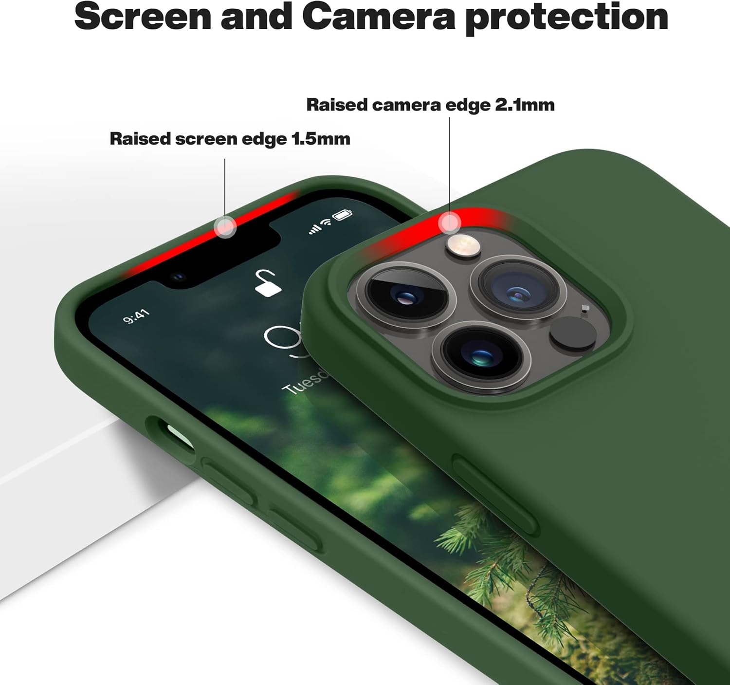 iPhone 14 Pro (6.1 Inch) Case, Liquid Silicone Case, Full Body Protective Cover, Shockproof, Slim Phone Case, Anti - Scratch Soft Microfiber Lining - Mobnizer.com