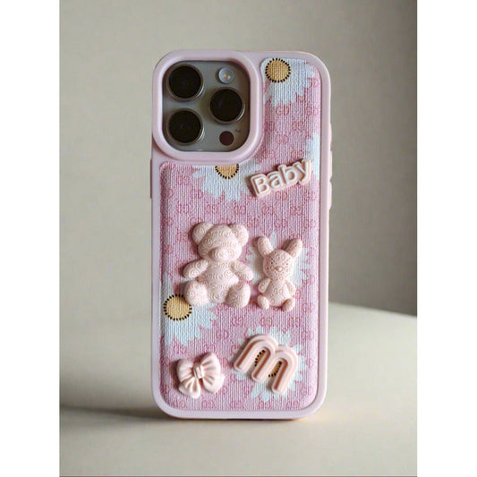 iPhone 16 Pro Max Pink Baby Bear TPU Case - Stylish Protection