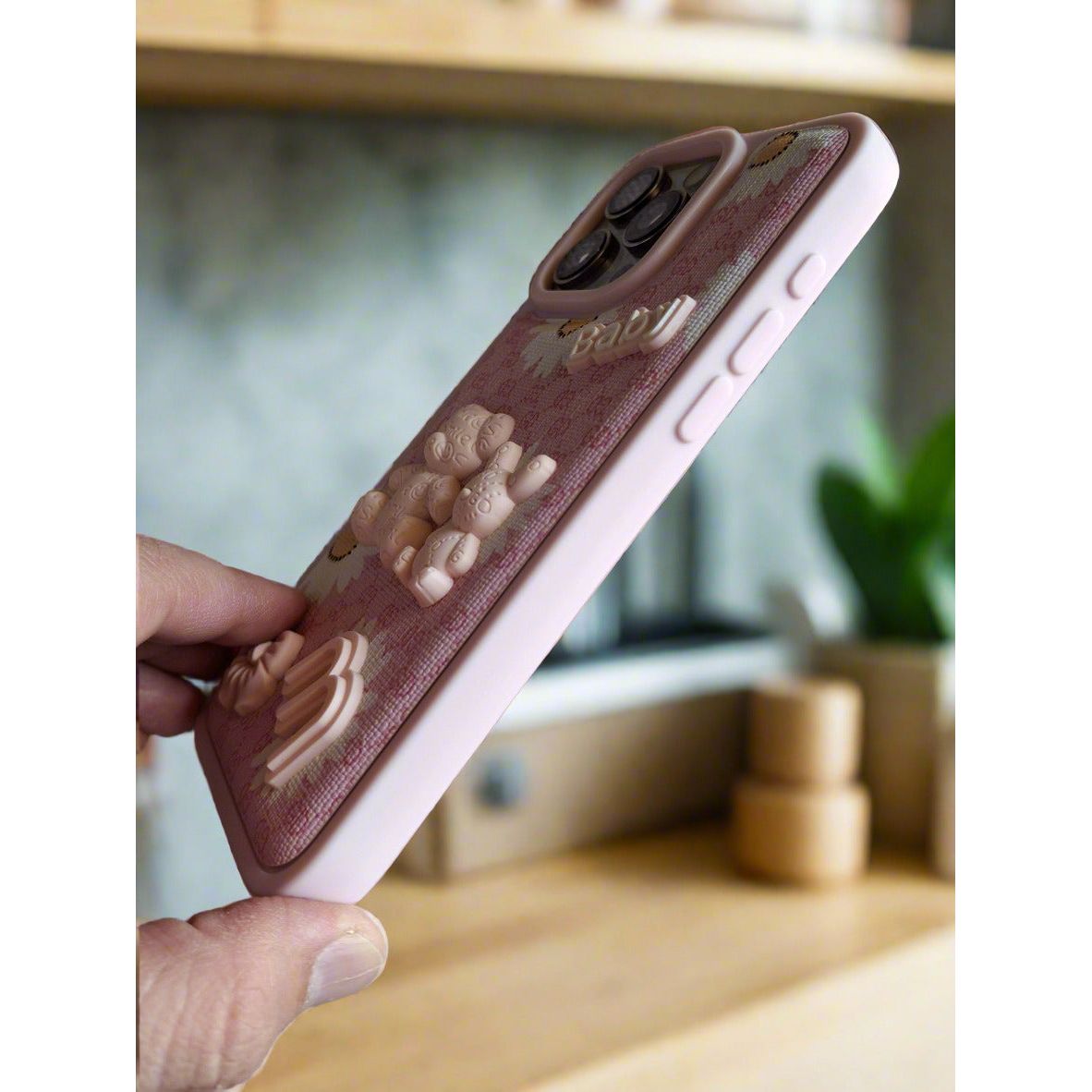 iPhone 16 Pro Max Pink Baby Bear TPU Case - Stylish Protection