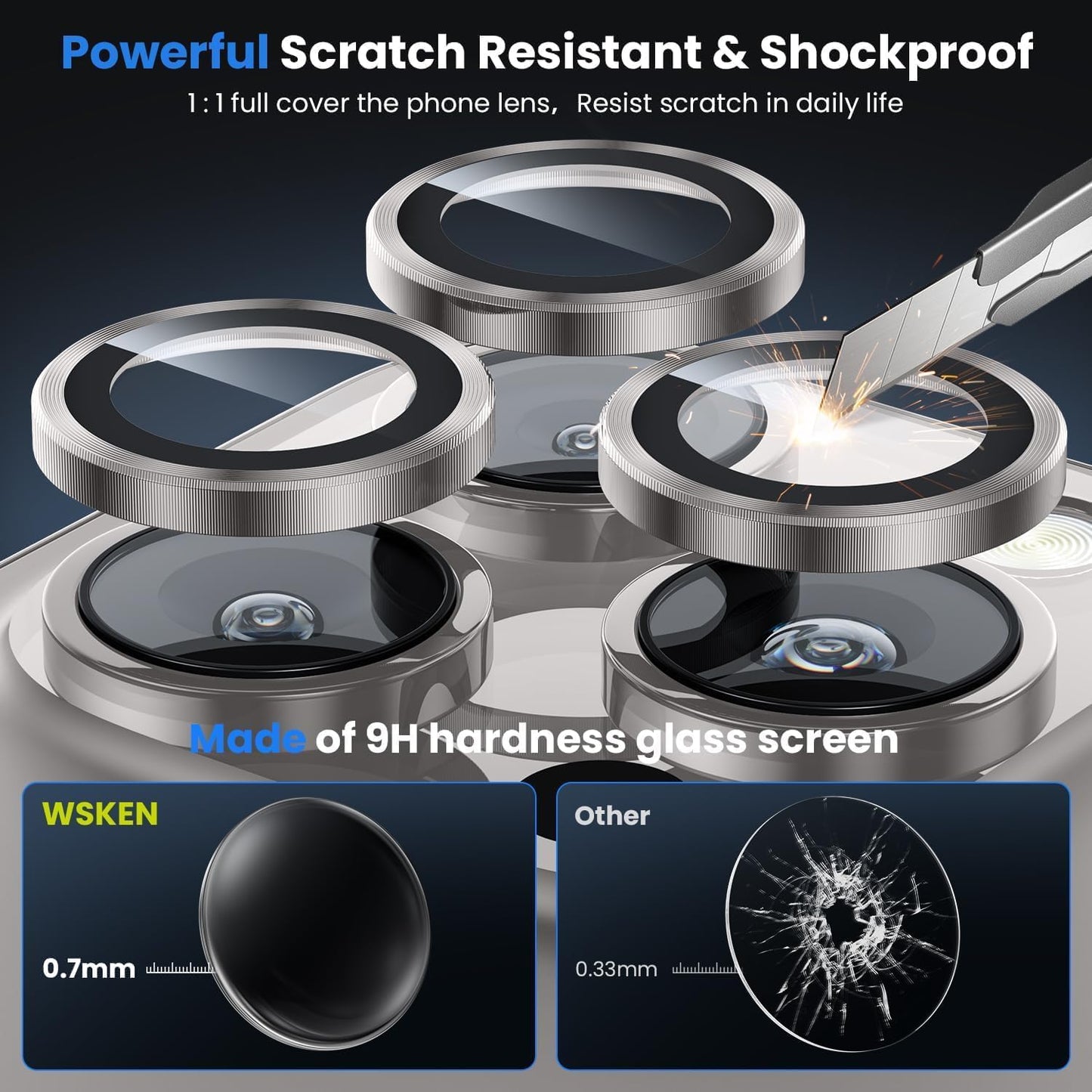 IPhone 16 Pro Max/Iphone 16 Pro Camera Lens Protector - [Original Shooting Model] Shatterproof Ultra HD Tempered Metal Glass Camera Screen Protector Cover