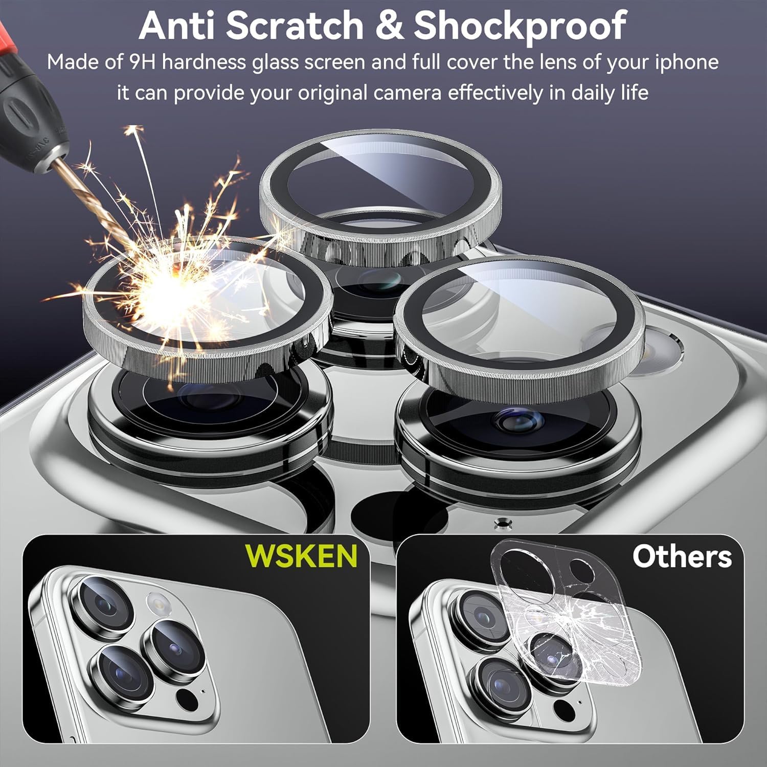 IPhone 16 Pro Max/Iphone 16 Pro Camera Lens Protector - [Original Shooting Model] Shatterproof Ultra HD Tempered Metal Glass Camera Screen Protector Cover