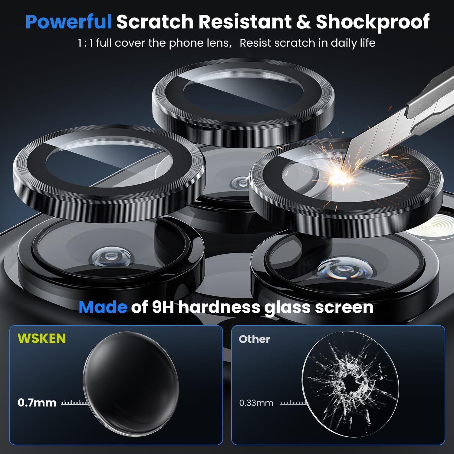IPhone 16 Pro Max/Iphone 16 Pro Camera Lens Protector - [Original Shooting Model] Shatterproof Ultra HD Tempered Metal Glass Camera Screen Protector Cover