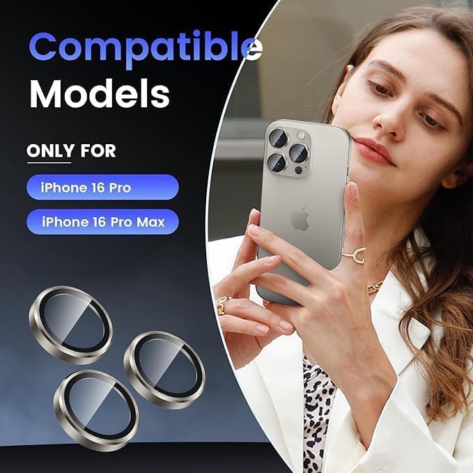 IPhone 16 Pro Max/Iphone 16 Pro Camera Lens Protector - [Original Shooting Model] Shatterproof Ultra HD Tempered Metal Glass Camera Screen Protector Cover