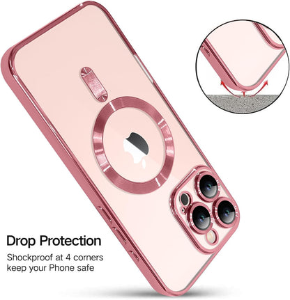 Magnetic Case for iPhone 16 Pro Soft TPU Anti-Scratch Shockproof Protective Slim Clear Case - Black