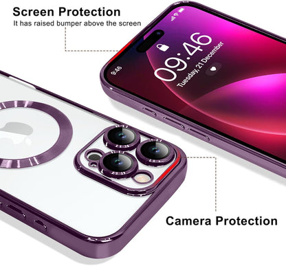 Magnetic Case for iPhone 16 Pro Soft TPU Anti-Scratch Shockproof Protective Slim Clear Case - Black