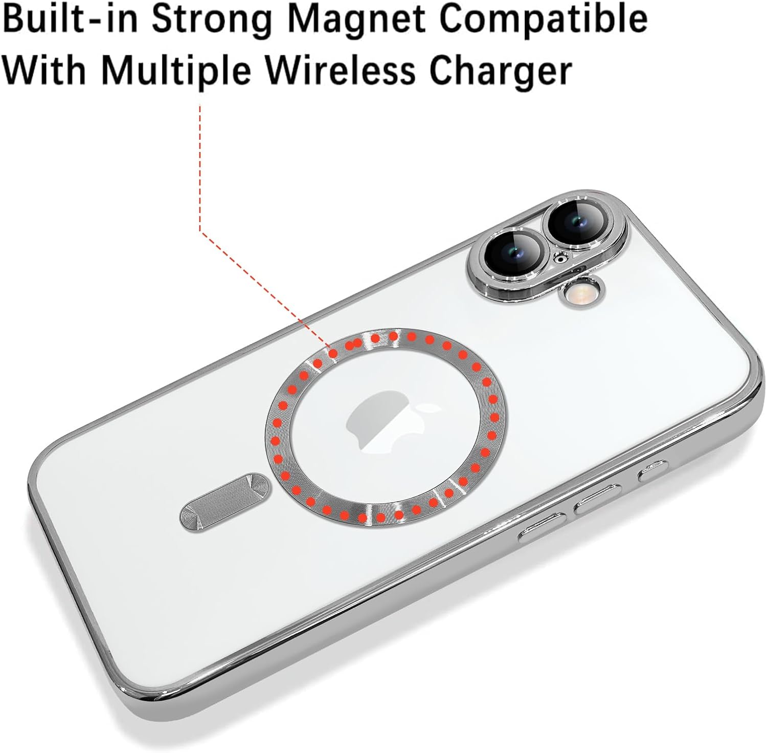 Magnetic Case for iPhone 16 Pro Soft TPU Anti-Scratch Shockproof Protective Slim Clear Case - Black