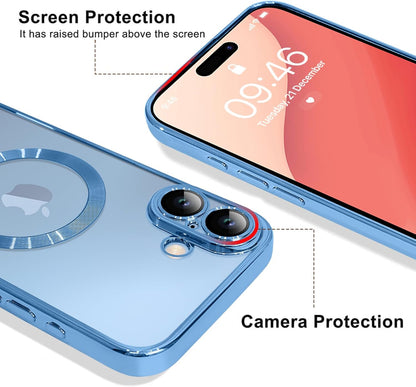 Magnetic Case for iPhone 16 Pro Soft TPU Anti-Scratch Shockproof Protective Slim Clear Case - Black