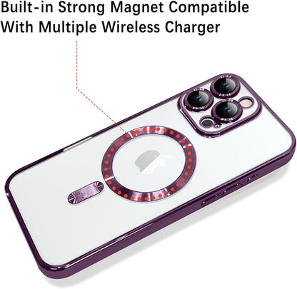 Magnetic Case for iPhone 16 Pro Soft TPU Anti-Scratch Shockproof Protective Slim Clear Case - Black
