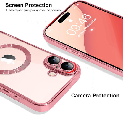 Magnetic Case for iPhone 16 Pro Soft TPU Anti-Scratch Shockproof Protective Slim Clear Case - Black