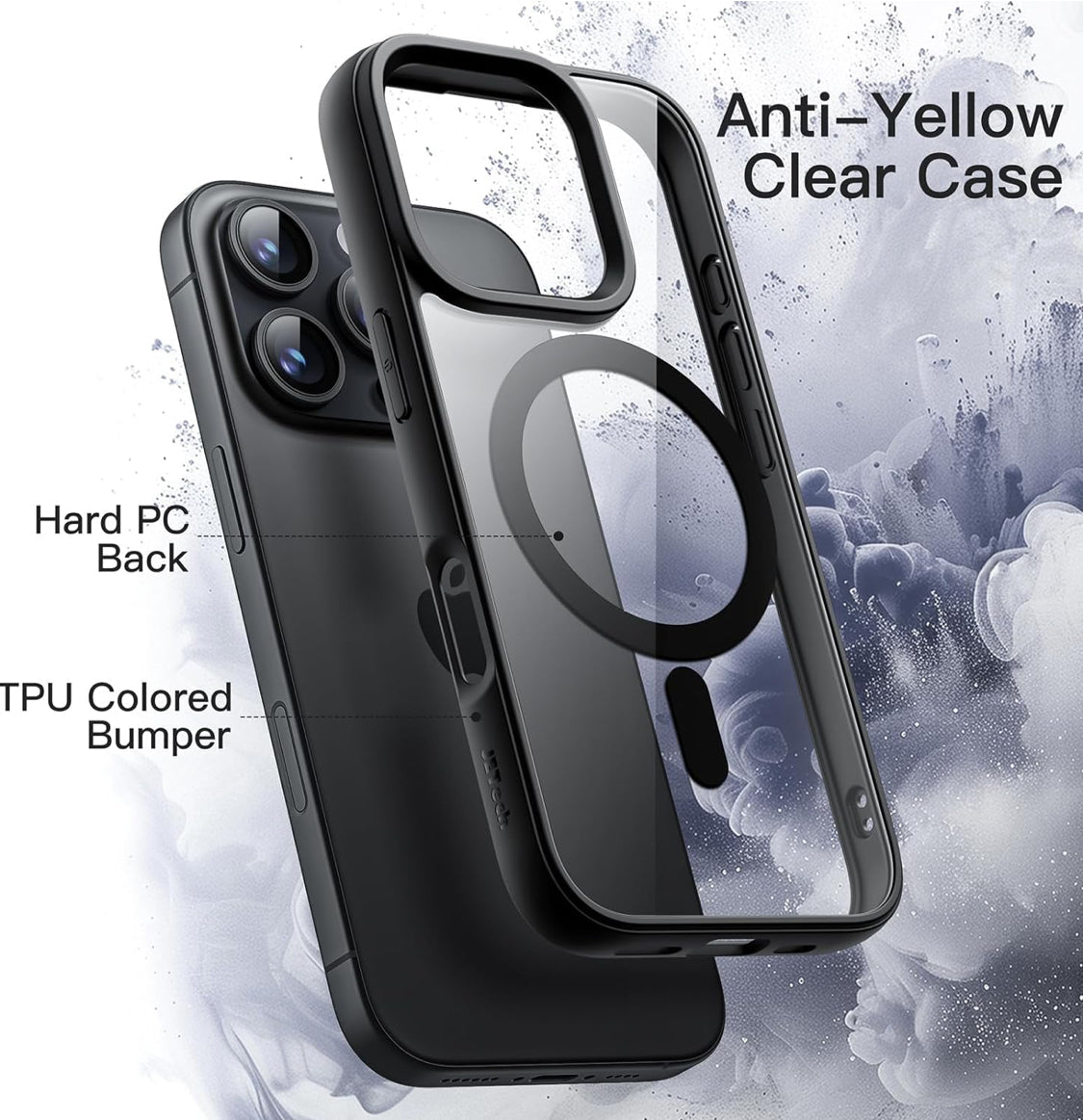 Magnetic MagSafe Case for iPhone 16 Pro Max Shockproof Phone Bumper Cover (Black)