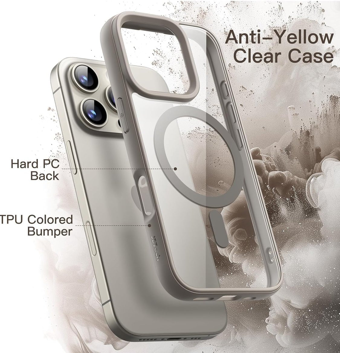 Magnetic MagSafe Case for iPhone 16 Pro Max Shockproof Phone Bumper Cover (Gray)