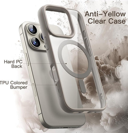 Magnetic MagSafe Case for iPhone 16 Pro Max Shockproof Phone Bumper Cover (Gray)