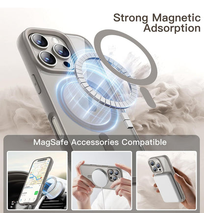 Magnetic MagSafe Case for iPhone 16 Pro Max Shockproof Phone Bumper Cover (Gray)