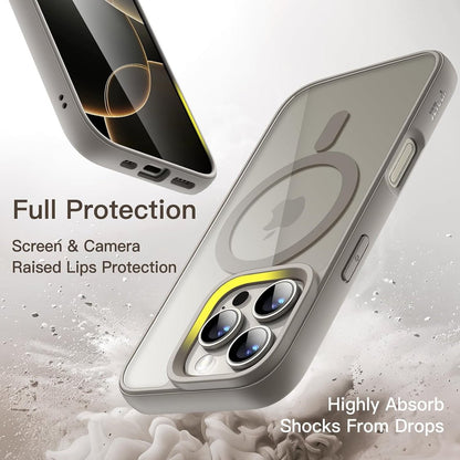 Magnetic MagSafe Case for iPhone 16 Pro Max Shockproof Phone Bumper Cover (Gray)