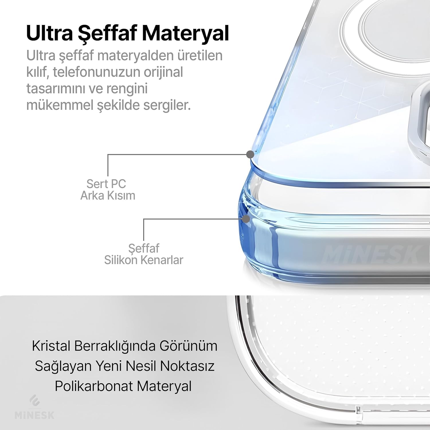 Minesk Clear Case Compatible with Magsafe for iPhone Crystal Clear Material Polycarbonate Back - Mobnizer.com