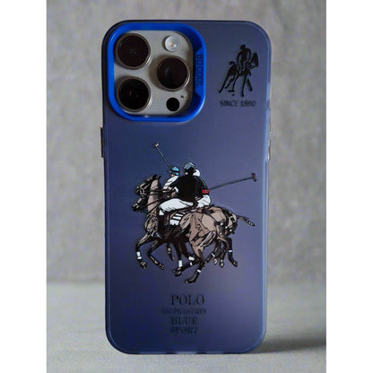Polo Ralph Lauren 1890 Horses Solid Durable iPhone 14 Pro Max case Blue