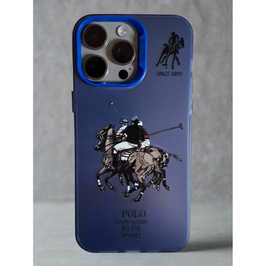 Polo Ralph Lauren 1890 Horses Solid Durable iPhone 14 Pro Max case Blue