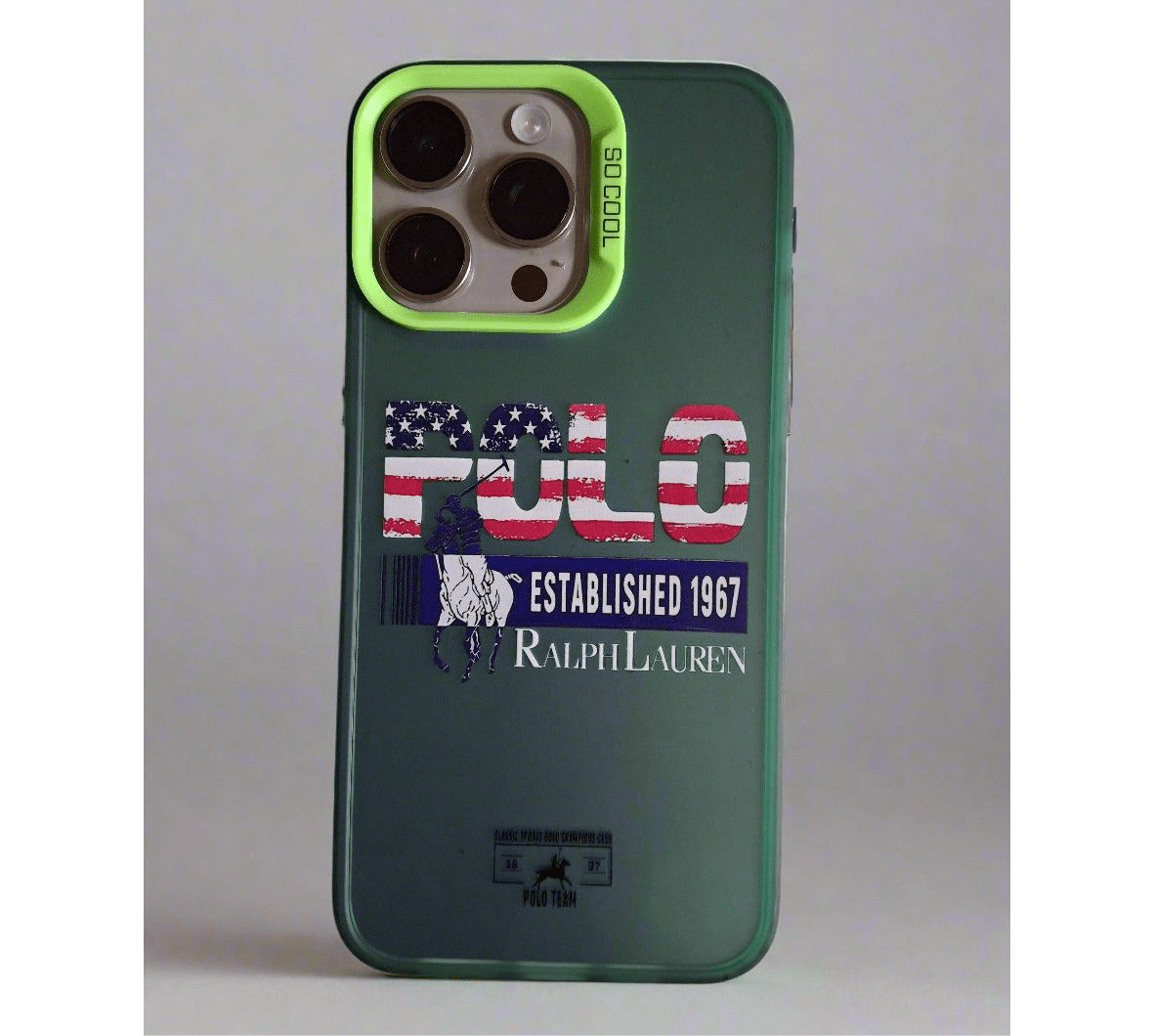 Polo Ralph Lauren 1967 Solid Durable iPhone 14 & 15 Pro Max case Green