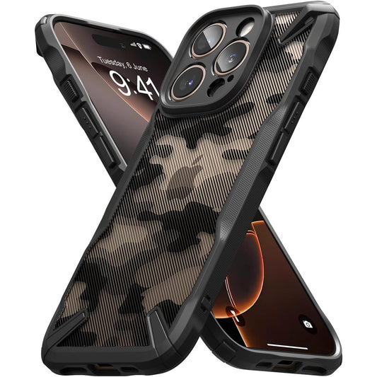 Ringke Fusion-X Augmented Bumper Military Design Shockproof Protective Cover Designed for iPhone 16 Promax Case - Camo Black