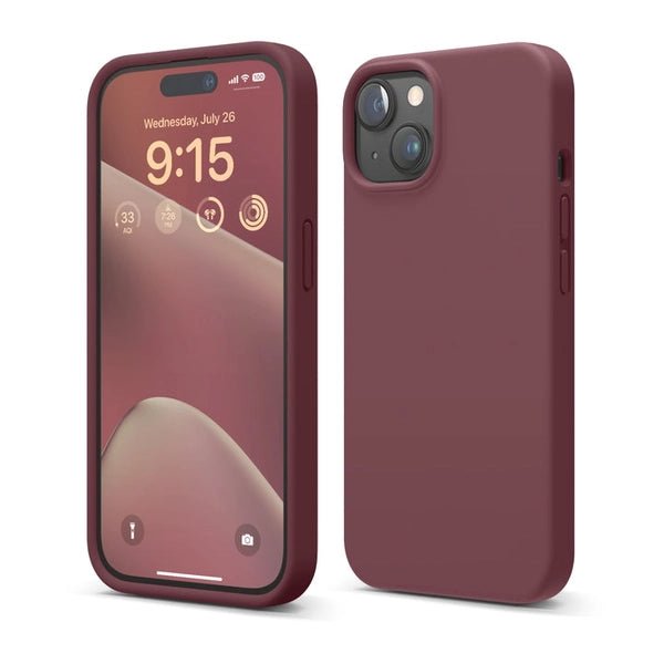 Silicone Case Silky Soft Finish Cover For iPhone 15 Burgundy