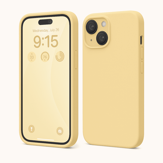 Silicone Case Silky Soft Finish Cover For iPhone 15 Sand Yellow