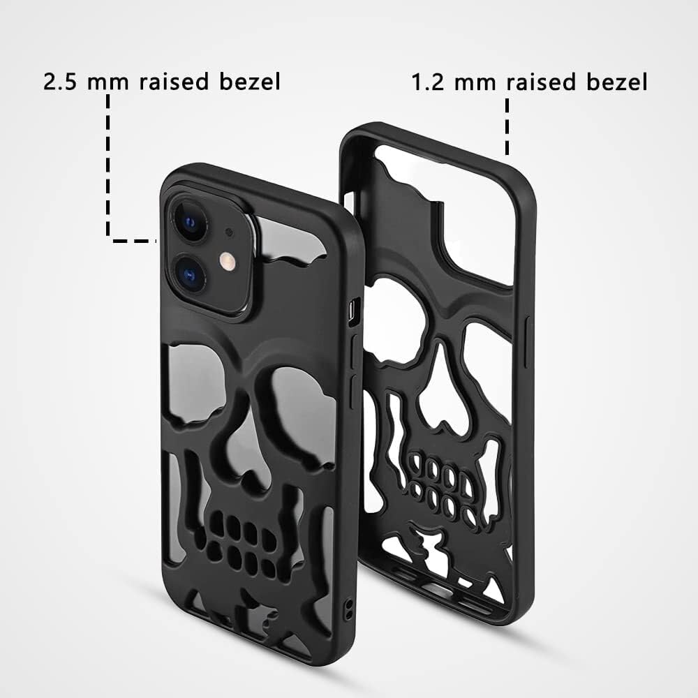 Skull Design with Laser Technology Color Film, Hollow Out Glossy Finish Plating Slim Stylish Shell for iPhone 15